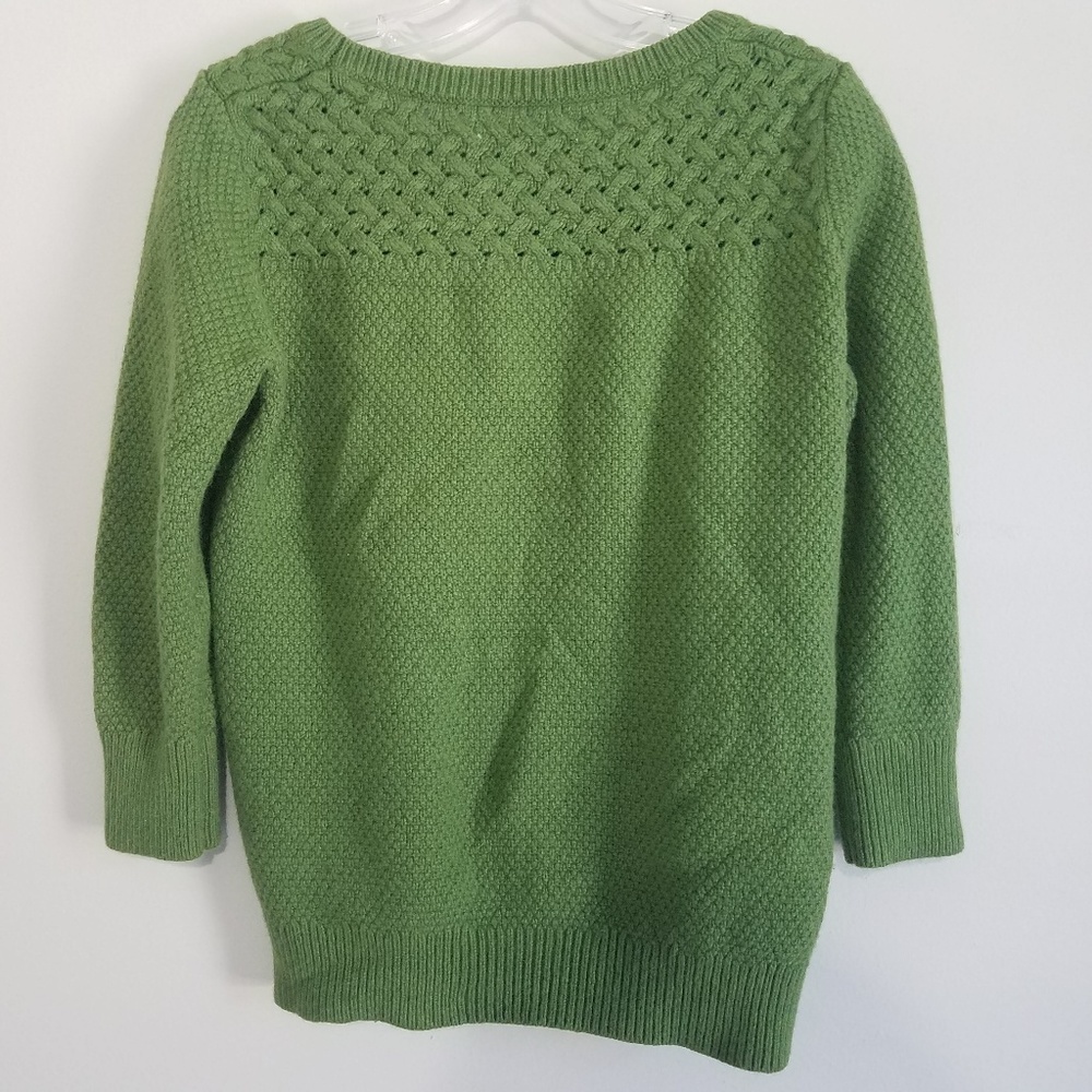 LOFT Green Knitted Crew 3/4 Sleeve Neck Sweater - Picture 5 of 6